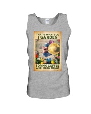 Garden Drink coffee and Know things Unisex Tank tile