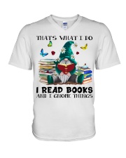 Book Read books and Gnome things V-Neck T-Shirt tile