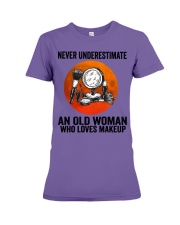 Makeup Never underestimate an old woman Premium Fit Ladies Tee tile