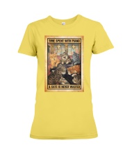 Time spent with piano and cats is never wasted Premium Fit Ladies Tee tile