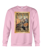 Time spent with piano and cats is never wasted Crewneck Sweatshirt tile