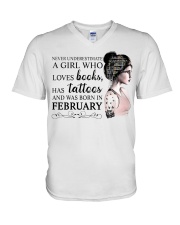 Book039 Books Tattoos Born in February V-Neck T-Shirt tile