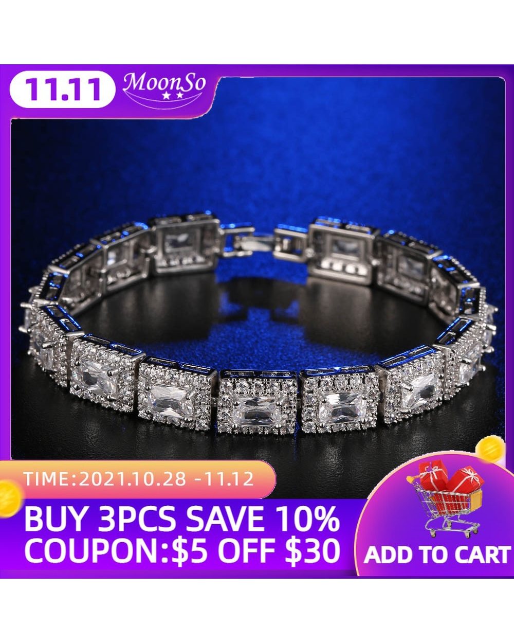 2021 New 18CM Luxury Princess 925 Sterling Silver Bracelet Bangle For Women template
