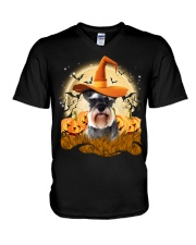 Schnauzer Halloween V-Neck T-Shirt thumbnail