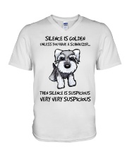 Silence Is Suspicious If You Have A Schnauzer V-Neck T-Shirt thumbnail