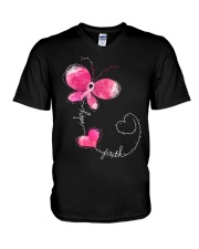 Hope faith breast cancer awareness V-Neck T-Shirt tile