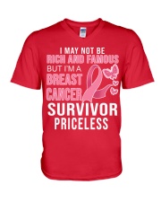 I may not be rich and famous but I'm a breast cancer survivor priceless V-Neck T-Shirt tile