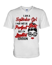 September Girl i may not be perfect design printed V-Neck T-Shirt tile