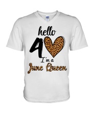 June Queen hello 40 V-Neck T-Shirt tile