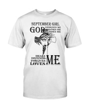 September girl god designed me design printed Classic T-Shirt front