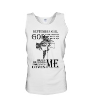 September girl god designed me design printed Unisex Tank tile