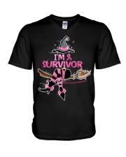 I'm survivor breast cancer awareness V-Neck T-Shirt tile