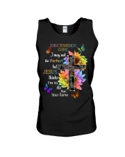 December Girl I may not be perfect but Jesus thinks I'm to die for Faith Unisex Tank tile