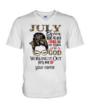 July Girl even in the midst design V-Neck T-Shirt tile