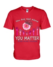 You are not alone you matter breast cancer awareness V-Neck T-Shirt tile