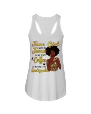 June Girl with Jesus in my heart design Ladies Flowy Tank tile