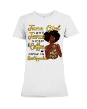 June Girl with Jesus in my heart design Premium Fit Ladies Tee tile
