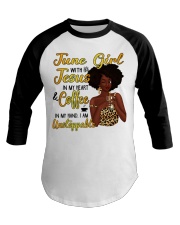 June Girl with Jesus in my heart design Baseball Tee tile