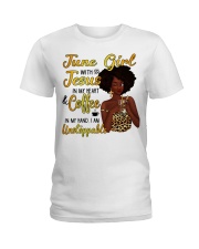 June Girl with Jesus in my heart design Ladies T-Shirt tile