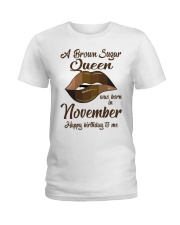 November Queen Happy birthday design printed Ladies T-Shirt tile