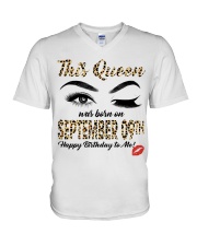 This queen was born in September V-Neck T-Shirt tile