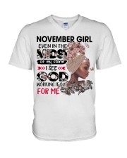 November Girl even in the midst design printed V-Neck T-Shirt tile