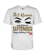 This queen was born in September V-Neck T-Shirt tile