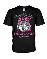 Blessed to be called breast cancer survivor V-Neck T-Shirt tile