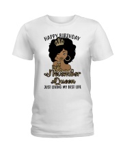 November Queen just living my best life design Ladies T-Shirt tile