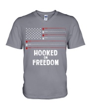 Hooked On Freedom V-Neck T-Shirt thumbnail
