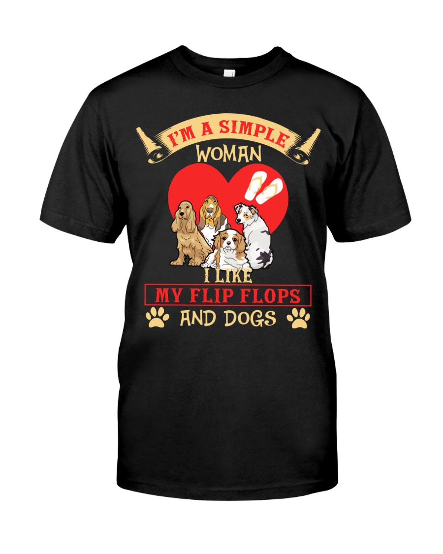 Simple Woman Flip FLops And Dogs Classic T-Shirt