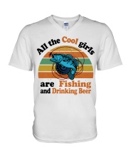 Cool Girls Are Fishing Drinking Beer V-Neck T-Shirt thumbnail