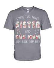 Sister And Dog Mom And I Rock Them Both V-Neck T-Shirt thumbnail