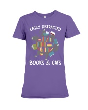 Easily Distracted By Books And Cats Premium Fit Ladies Tee thumbnail