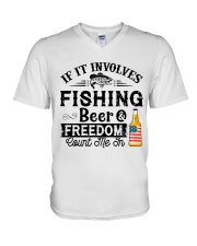 Fishing Beer And Freedom V-Neck T-Shirt thumbnail