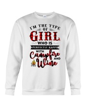 Im The Type Of Girl Campfire And Wine Crewneck Sweatshirt thumbnail