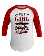 Im The Type Of Girl Campfire And Wine Baseball Tee thumbnail