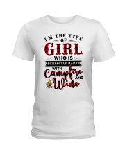 Im The Type Of Girl Campfire And Wine Ladies T-Shirt thumbnail