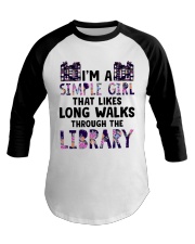 Long Walks Through The Library Baseball Tee thumbnail