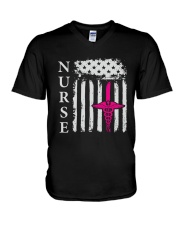 Nurse - Flag V-Neck T-Shirt thumbnail