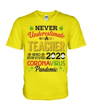 Never Underestimate A Teacher Who Survived 2020 V-Neck T-Shirt tile