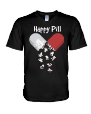 French Bulldog Happy Pill Shirt Frenchie Mom Dad G V-Neck T-Shirt thumbnail