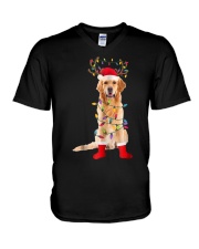 Golden Retriever Santa Christmas Lights T Shirt V-Neck T-Shirt thumbnail