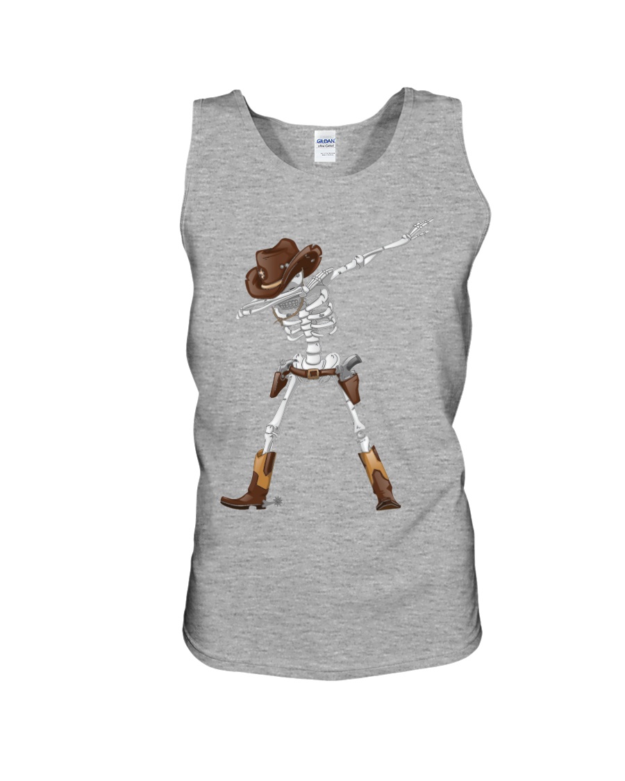 DABBING SKELETON COWBOY HAT HALLOWEEN FUNNY DAB Unisex Tank