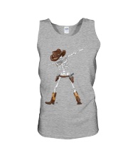 DABBING SKELETON COWBOY HAT HALLOWEEN FUNNY DAB Unisex Tank front