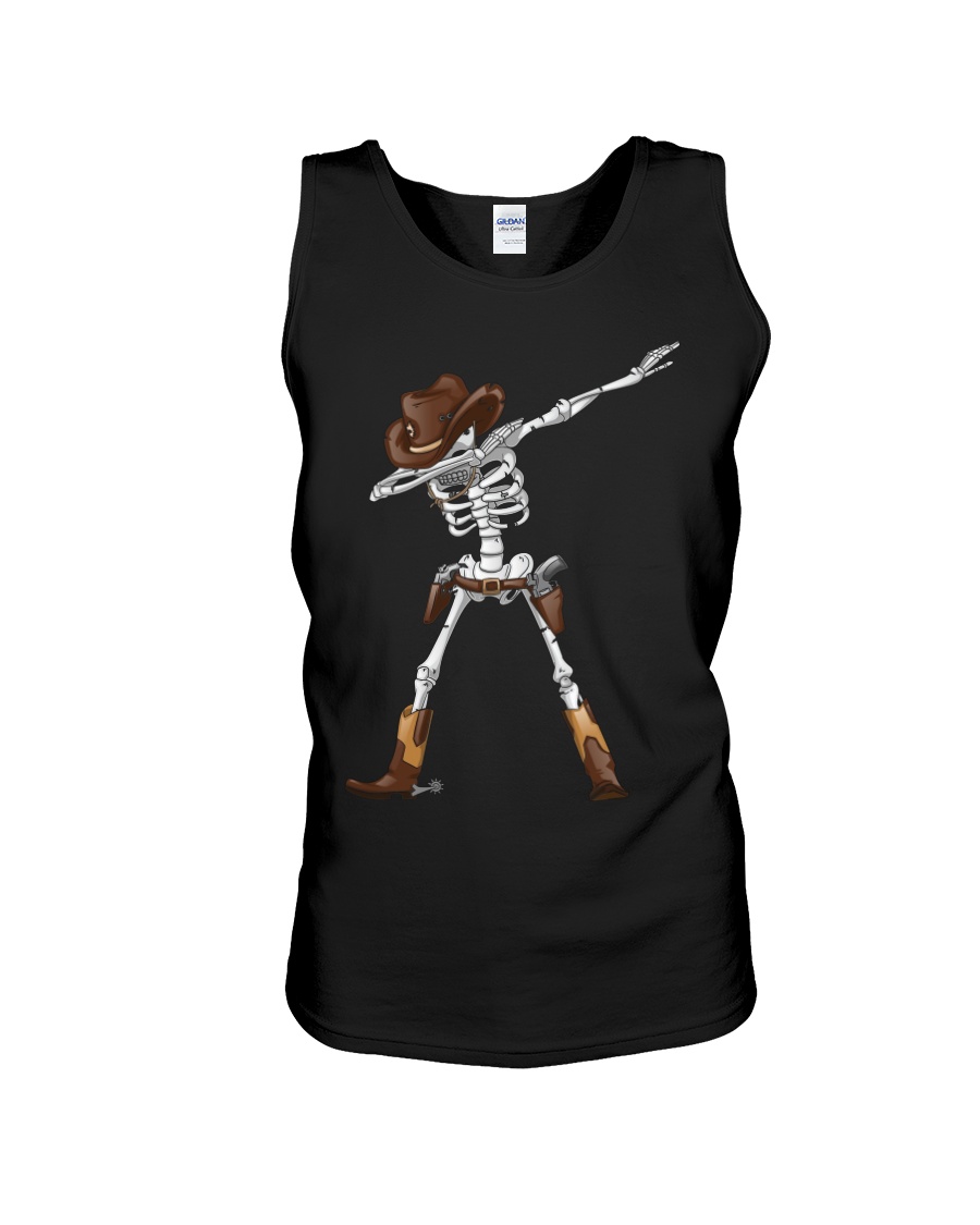 DABBING SKELETON COWBOY HAT HALLOWEEN FUNNY DAB Unisex Tank