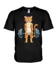 CAT FITNESS GYM LIFTING WEIGHTS V-Neck T-Shirt thumbnail