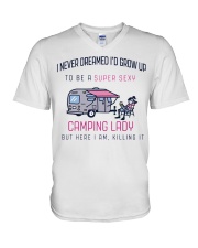 Camping Lady V-Neck T-Shirt thumbnail
