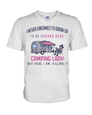 Camping Lady V-Neck T-Shirt thumbnail