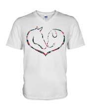 Horses and Dogs V-Neck T-Shirt thumbnail